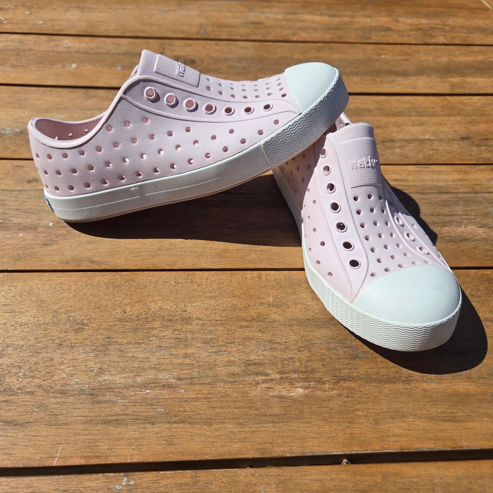 Native Shoes Kids Slip-On Sneakers in Light Pink and White